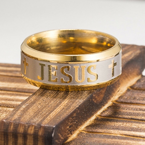 8mm Jesus Cross Prayer Band Ring Stainless steel - Picture 4 of 5